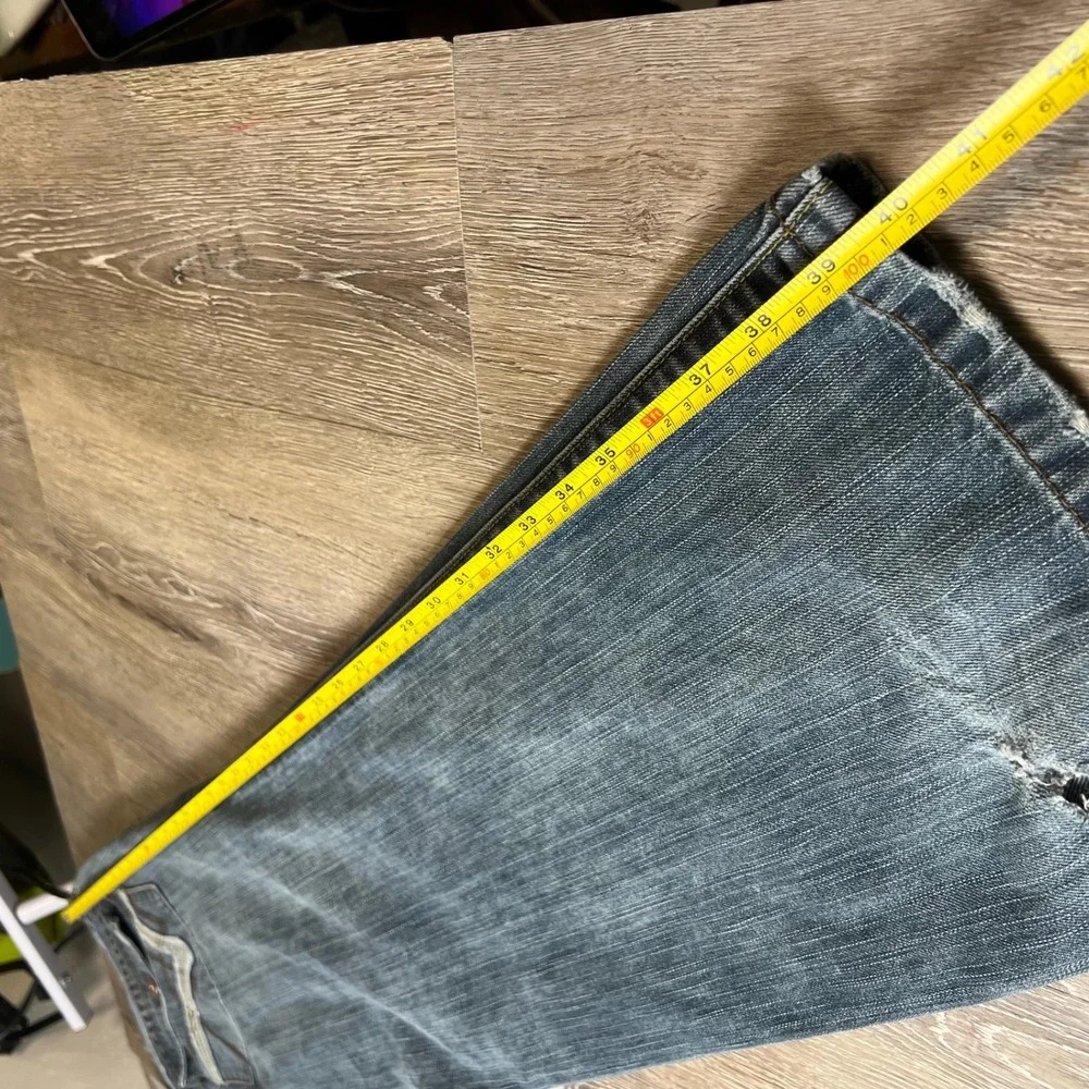 Buffalo David Bitton Jeans Mens 34 Blue Relaxed Fit Distressed Y2K Denim Pants